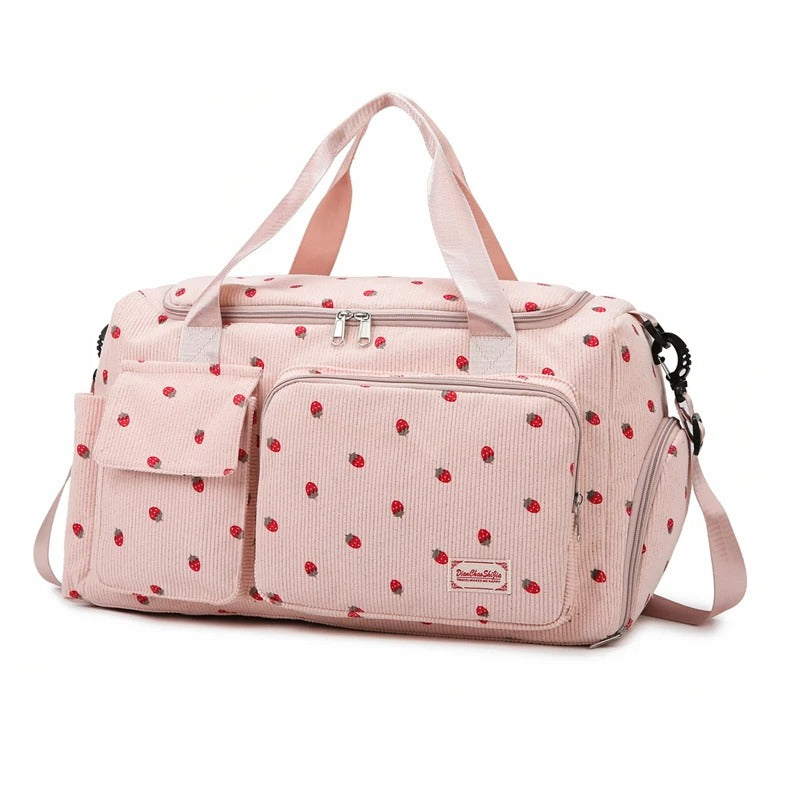 Corduroy Travel Tote Bag – Spacious Carry-On with Shoe Compartment