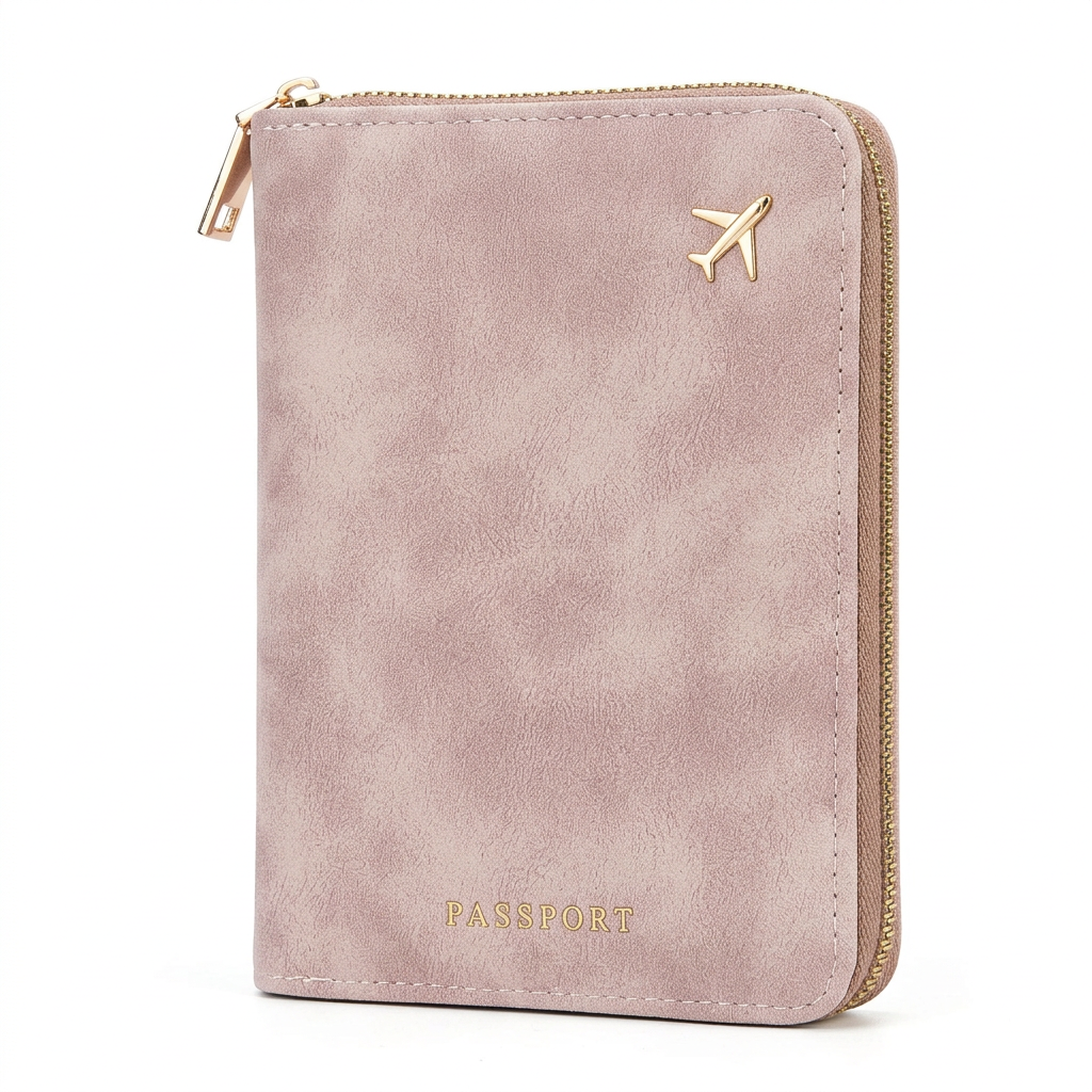 Slim Passport Wallet – Secure Travel Organizer with Zippered PU