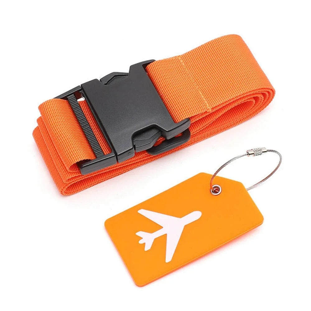 Travel Luggage Strap Set – Durable Nylon with Matching ID Tag